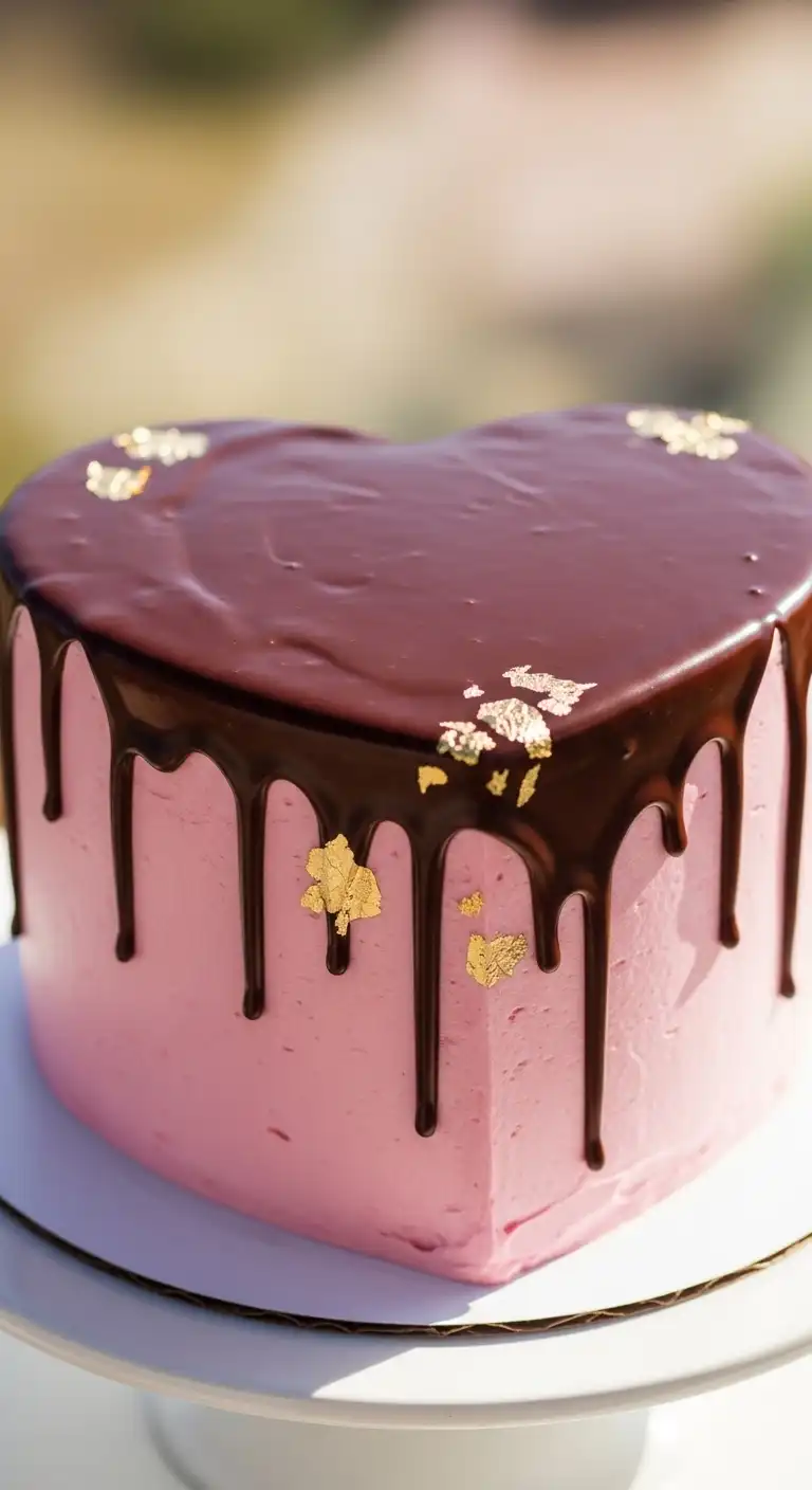 Ombre Rusty Orange Wedding Cake Drip Heart Cake