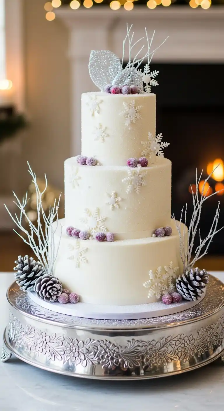Ombre Rusty Orange Wedding Cake Classic White Winter Wedding Cake Ideas with Snowy Elegance