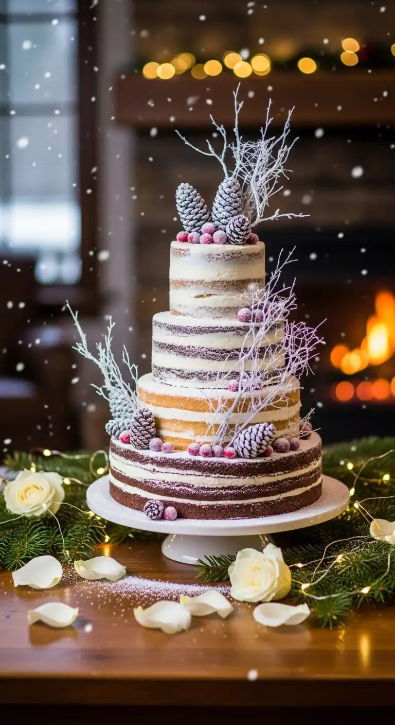 Ombre Rusty Orange Wedding Cake Rustic Winter Wedding Cake