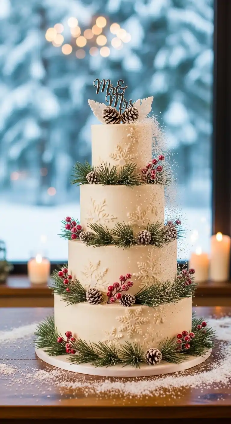 Ombre Rusty Orange Wedding Cake Romantic Winter Wedding Cake
