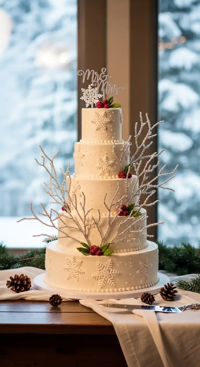 Ombre Rusty Orange Wedding Cake Statement Winter Wedding Cake