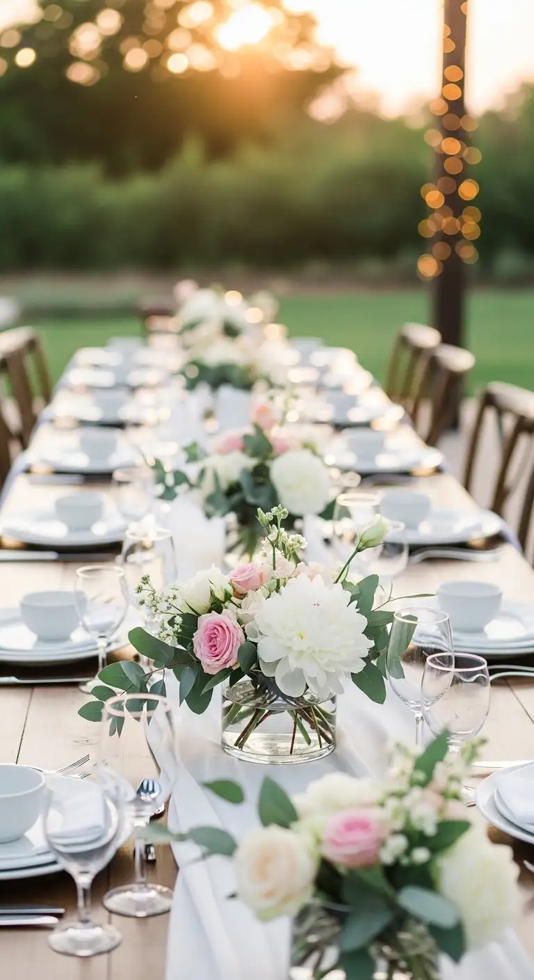 Ombre Rusty Orange Wedding Cake Minimalist Centerpieces Featuring Seasonal Spring Florals