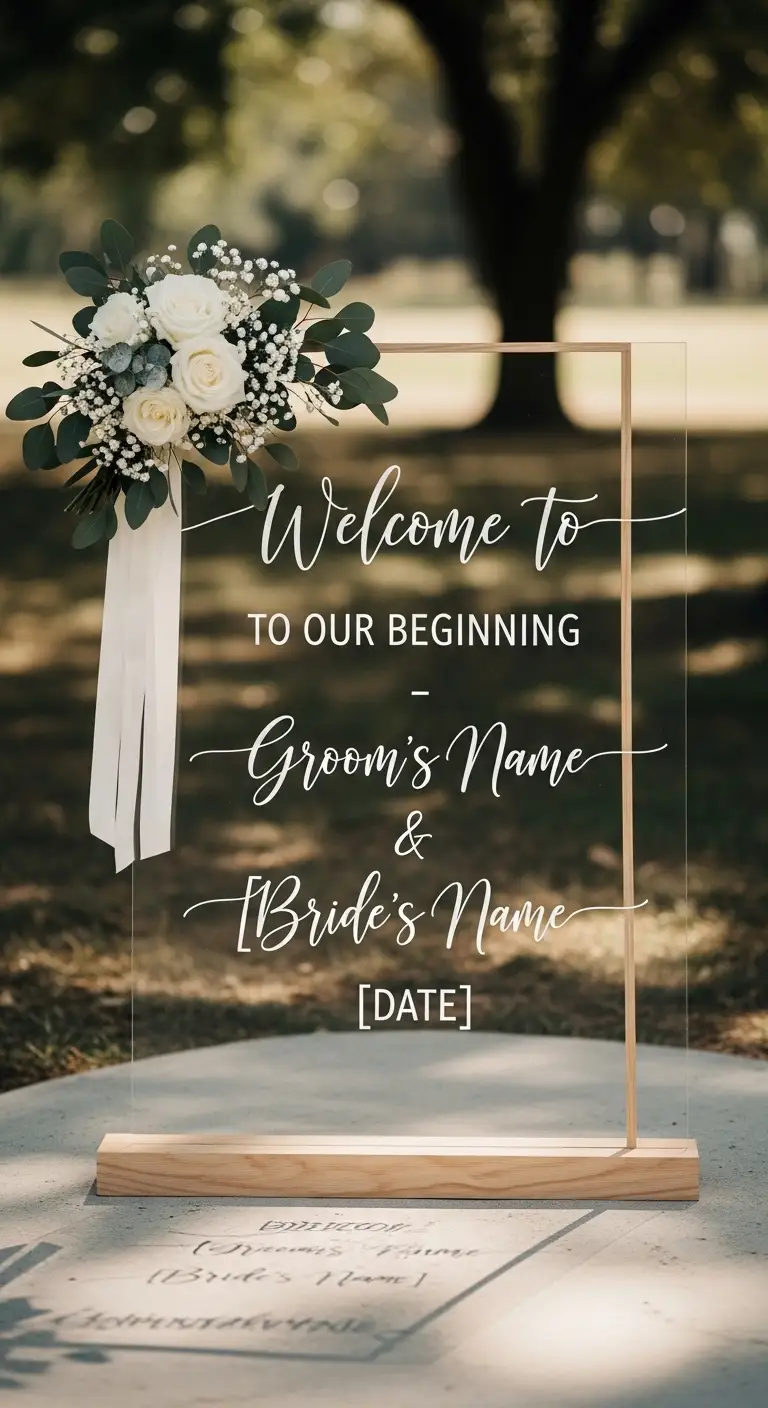 Ombre Rusty Orange Wedding Cake Delicate Wedding Signage with Calligraphy and Light Materials