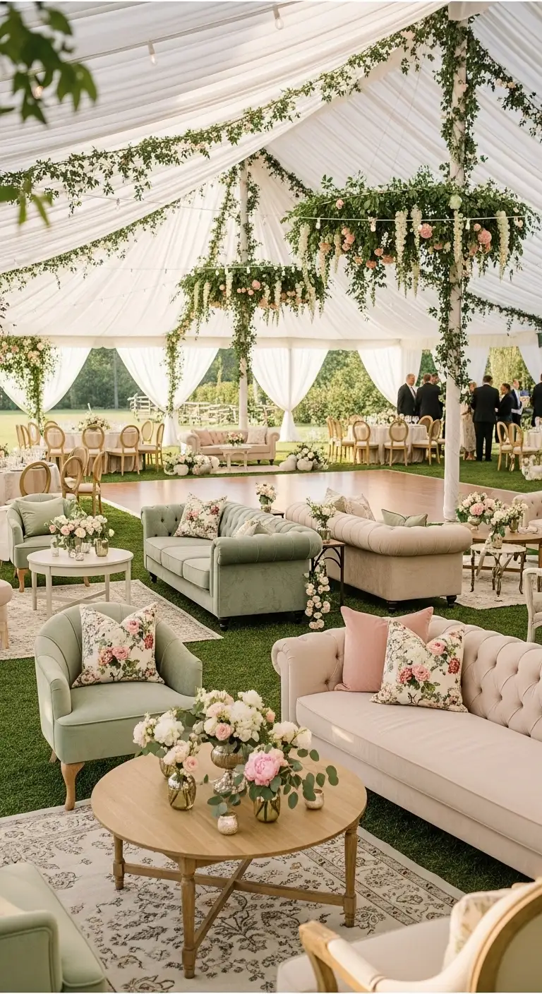 Ombre Rusty Orange Wedding Cake Garden-Inspired Lounge Areas for Relaxed Elegance