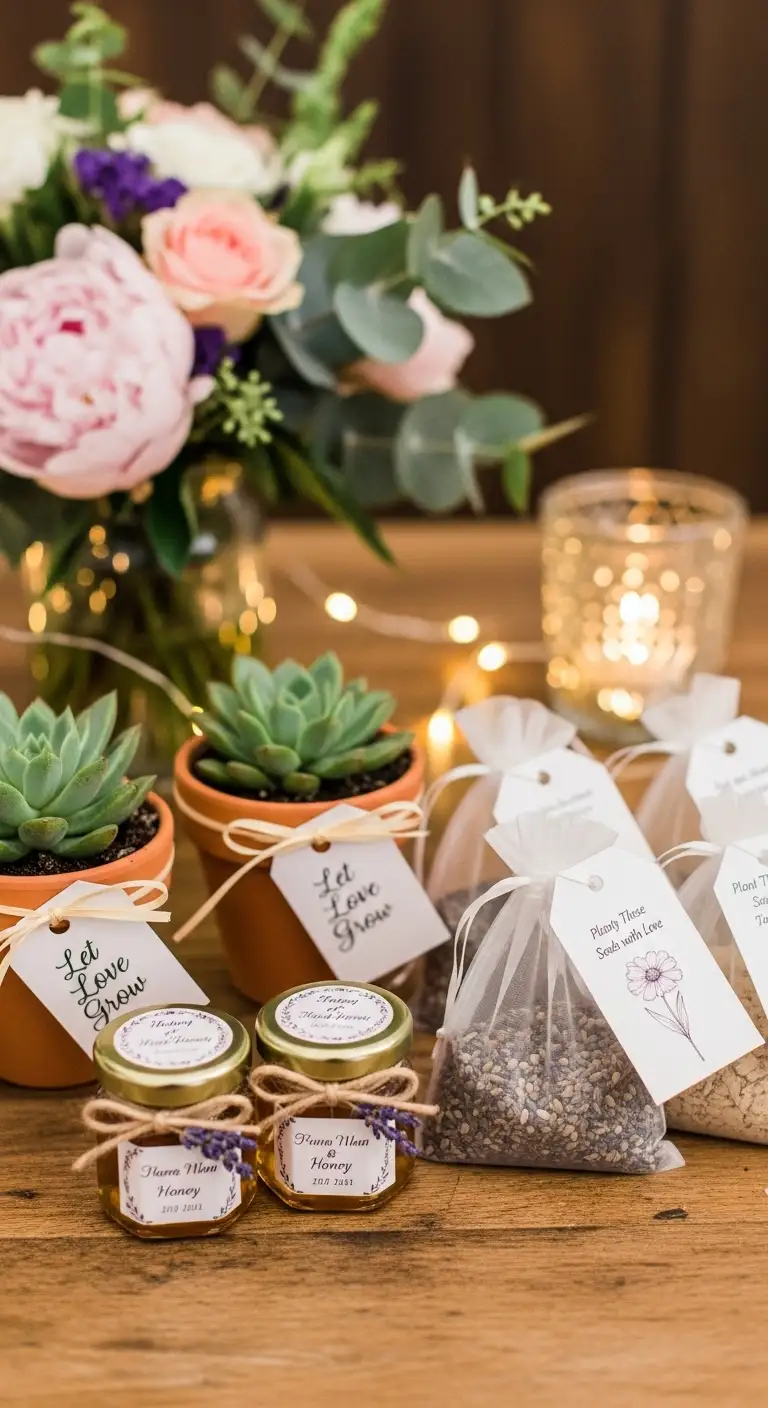 Ombre Rusty Orange Wedding Cake Light-Colored Wedding Favors Styled with Thoughtful Details