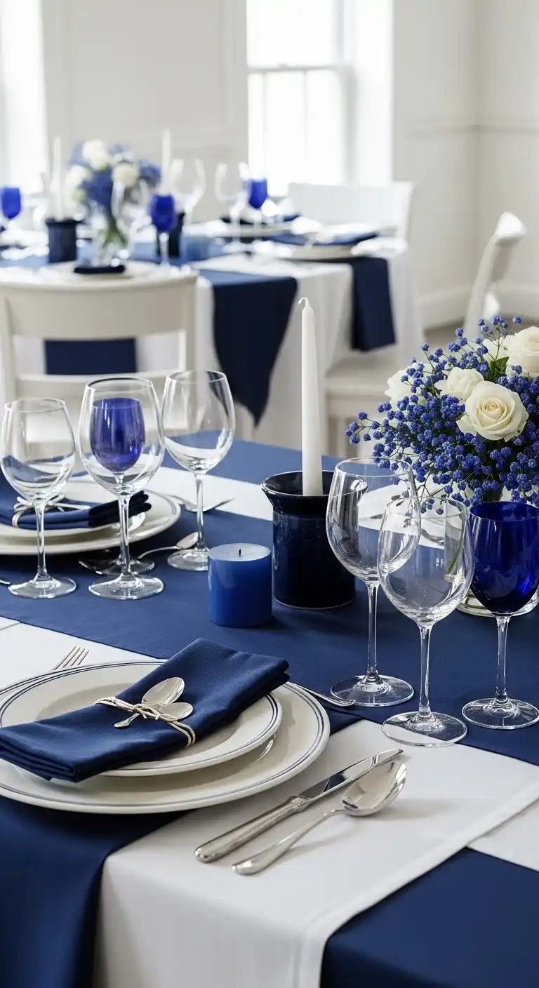 Ombre Rusty Orange Wedding Cake Blue and White Tableware