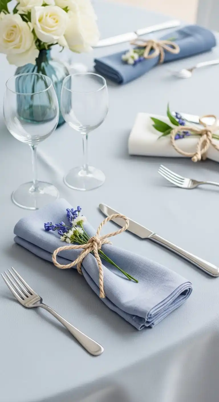 Ombre Rusty Orange Wedding Cake Linen Napkins with Coastal Ties