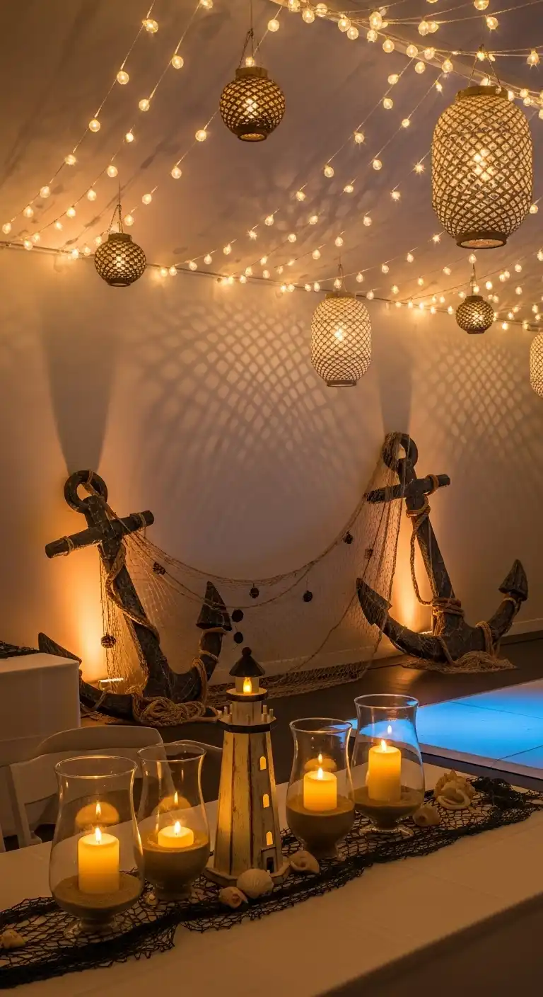 Ombre Rusty Orange Wedding Cake Coastal-Inspired Lighting