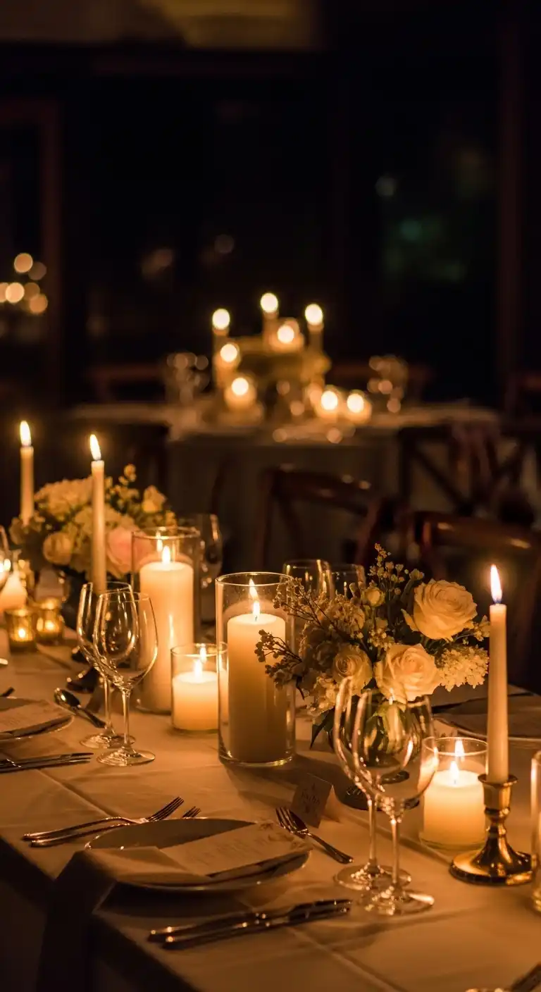 Ombre Rusty Orange Wedding Cake Warm Candlelight for a Romantic Atmosphere