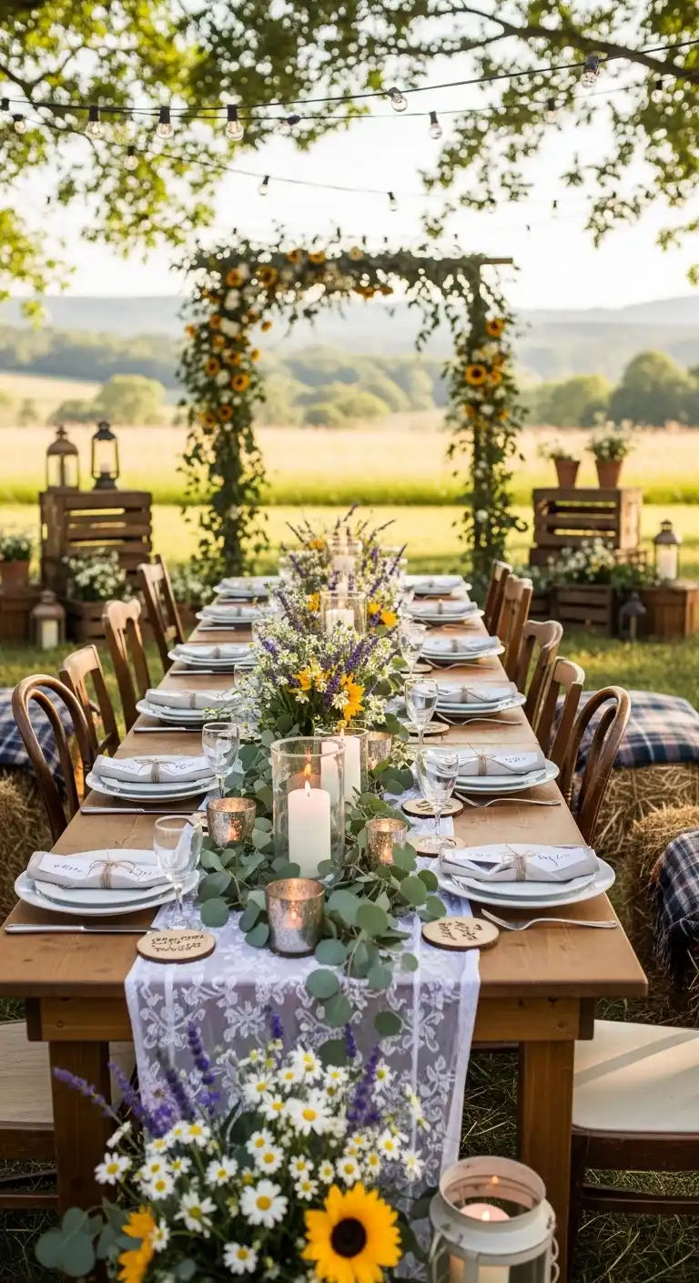 Ombre Rusty Orange Wedding Cake Wooden Accents That Add Natural Warmth