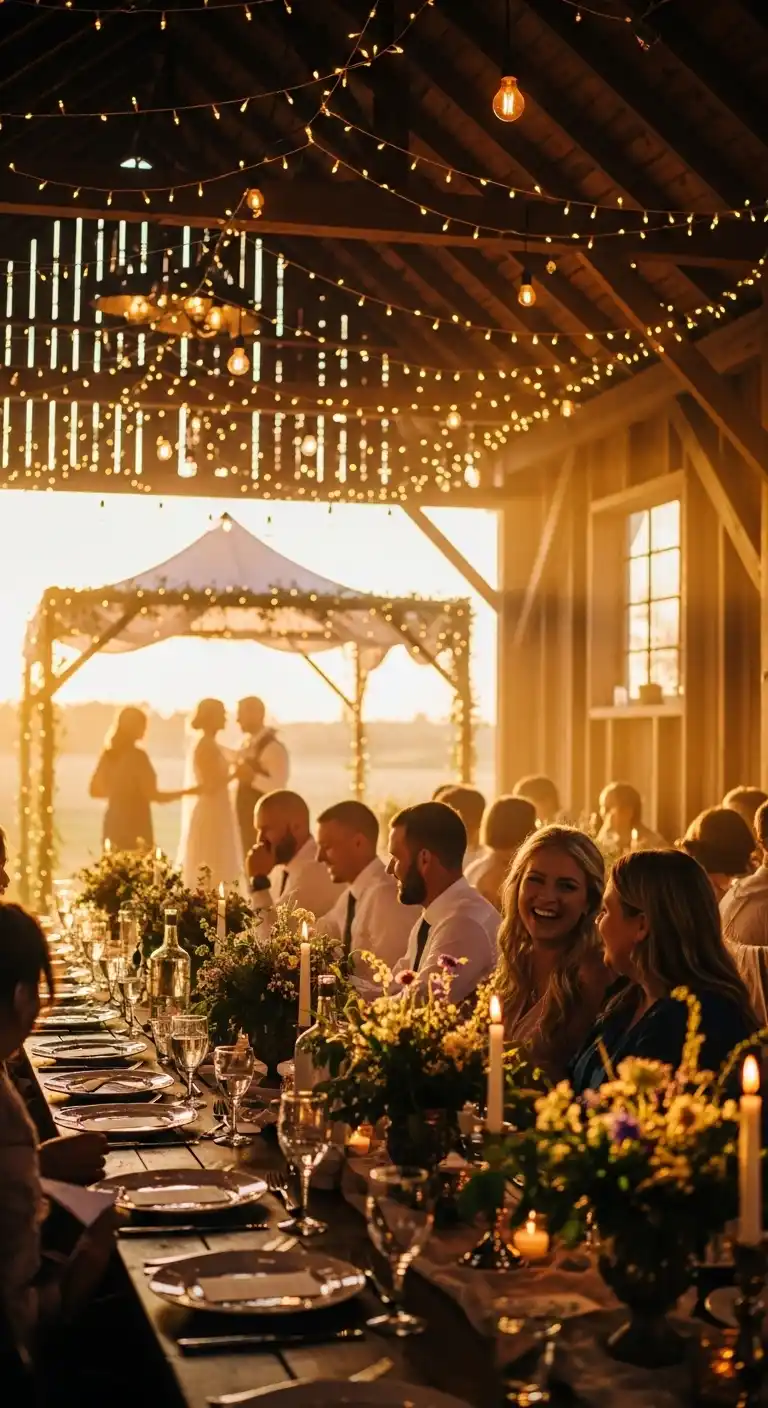 Ombre Rusty Orange Wedding Cake Warm Lighting That Enhances the Atmosphere