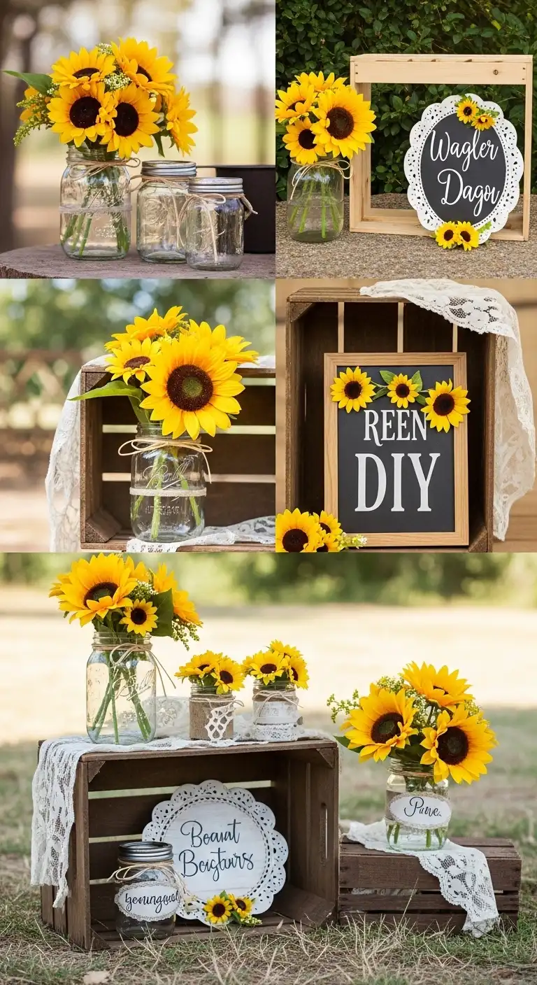 Ombre Rusty Orange Wedding Cake Rustic Sunflower Wedding Decor Ideas