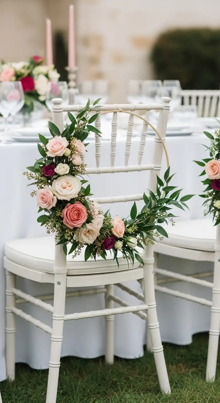 Ombre Rusty Orange Wedding Cake Hanging Floral Hoops for a Modern Twist