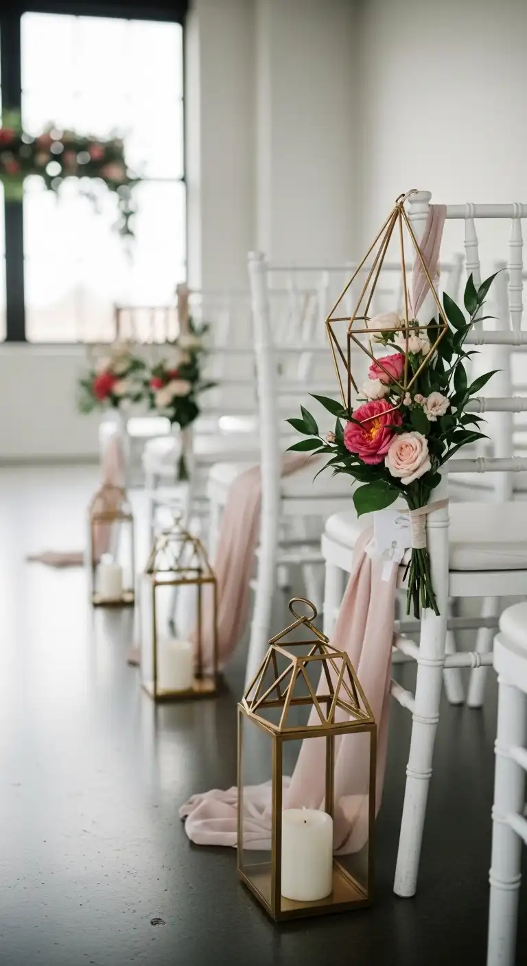 Ombre Rusty Orange Wedding Cake Geometric Chair Decor for a Contemporary Style