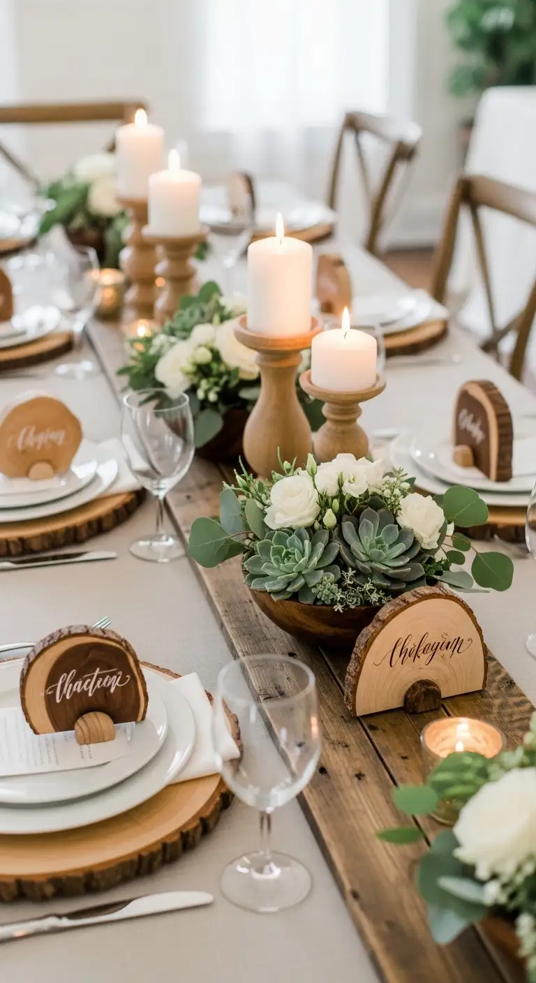 Ombre Rusty Orange Wedding Cake Natural Wood Accents