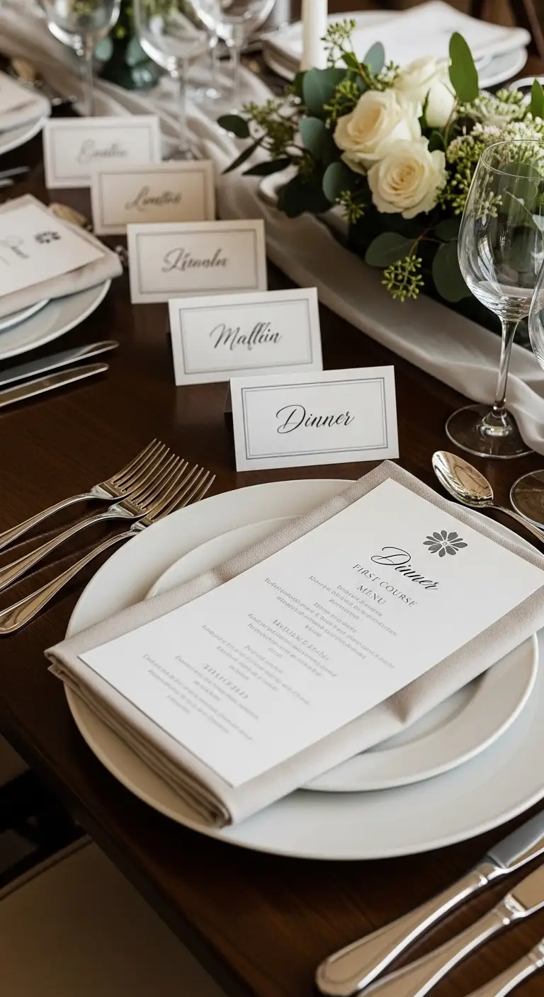 Ombre Rusty Orange Wedding Cake Elegant Place Cards and Menus