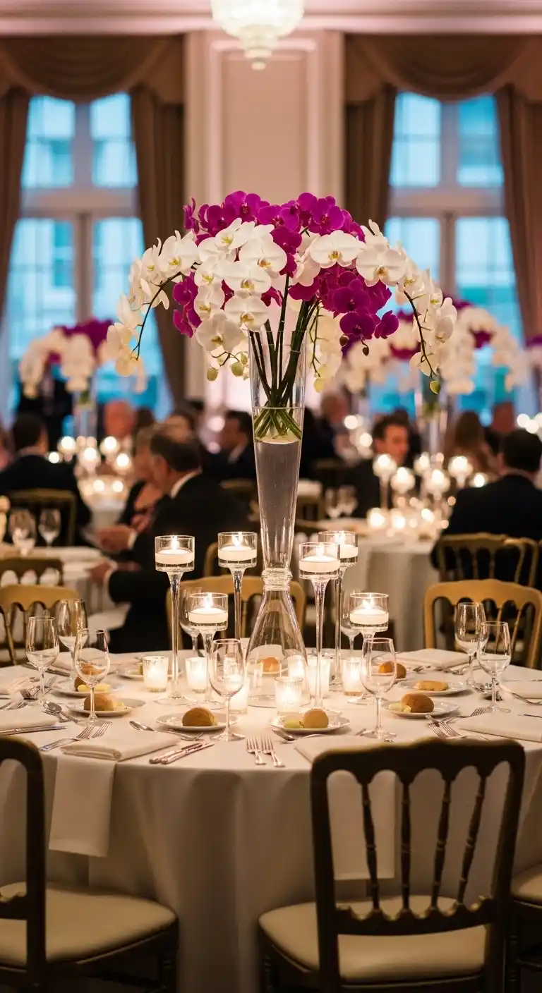 Ombre Rusty Orange Wedding Cake Orchids Create a Timeless Wedding Atmosphere