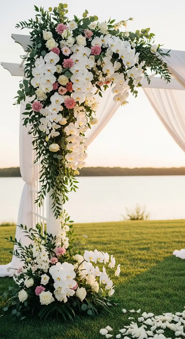 Ombre Rusty Orange Wedding Cake Orchid Wedding Decor Ideas for Elegant Ceremony Arches