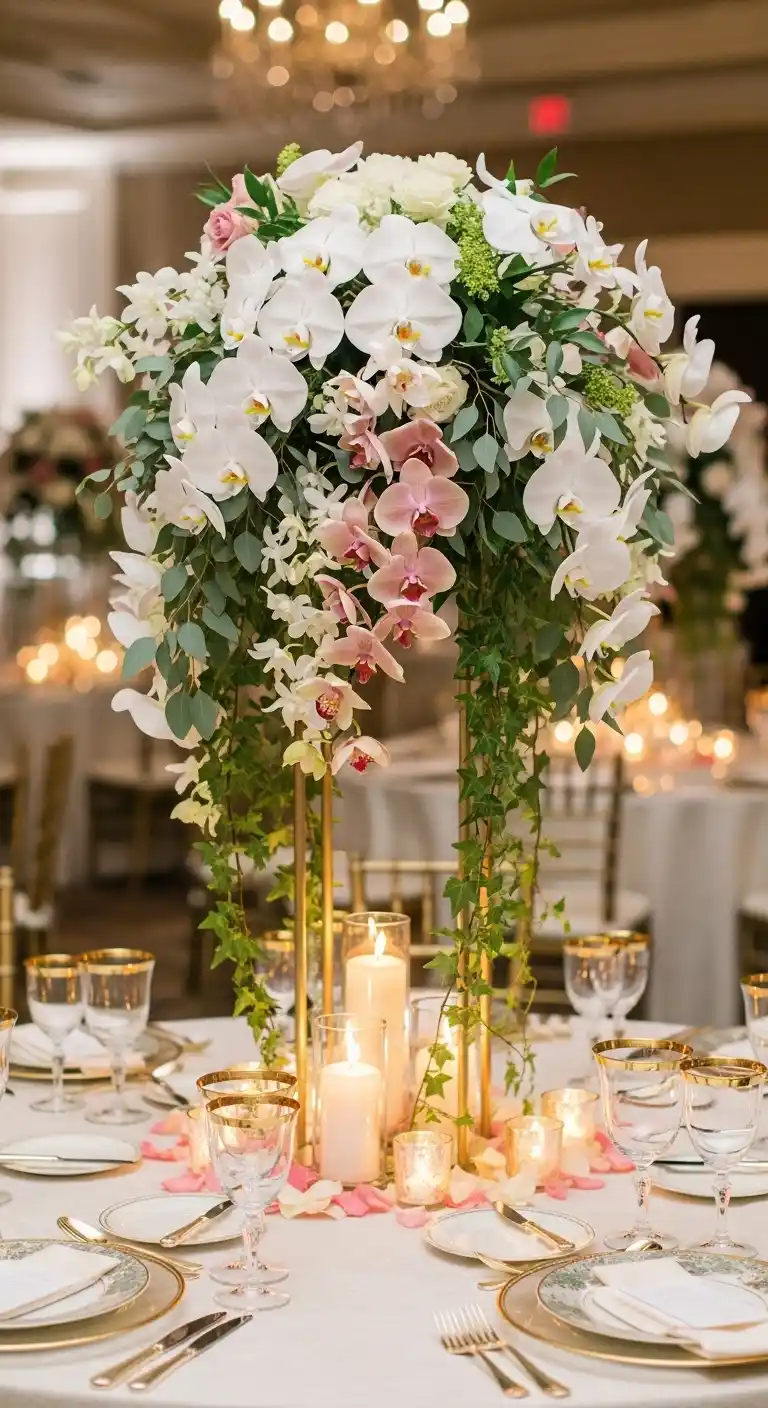 Ombre Rusty Orange Wedding Cake Orchid Wedding Decor Ideas for Luxurious Table Centerpieces