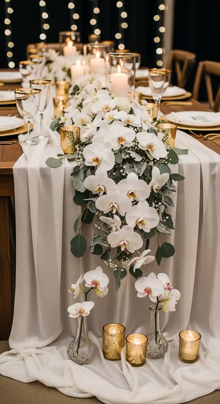 Ombre Rusty Orange Wedding Cake Orchid Wedding Decor Ideas for Reception Table Runners