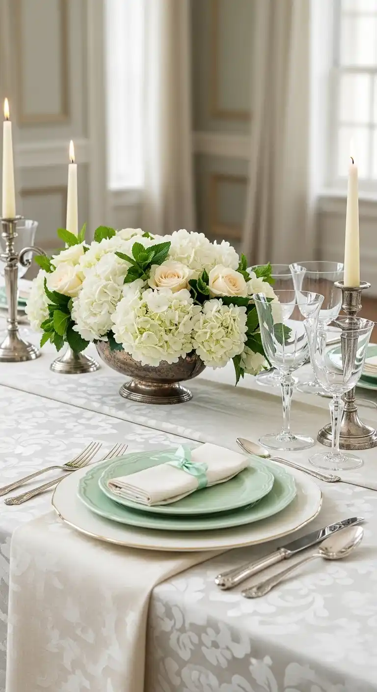 Ombre Rusty Orange Wedding Cake Mint Green and Ivory Classic Table Design