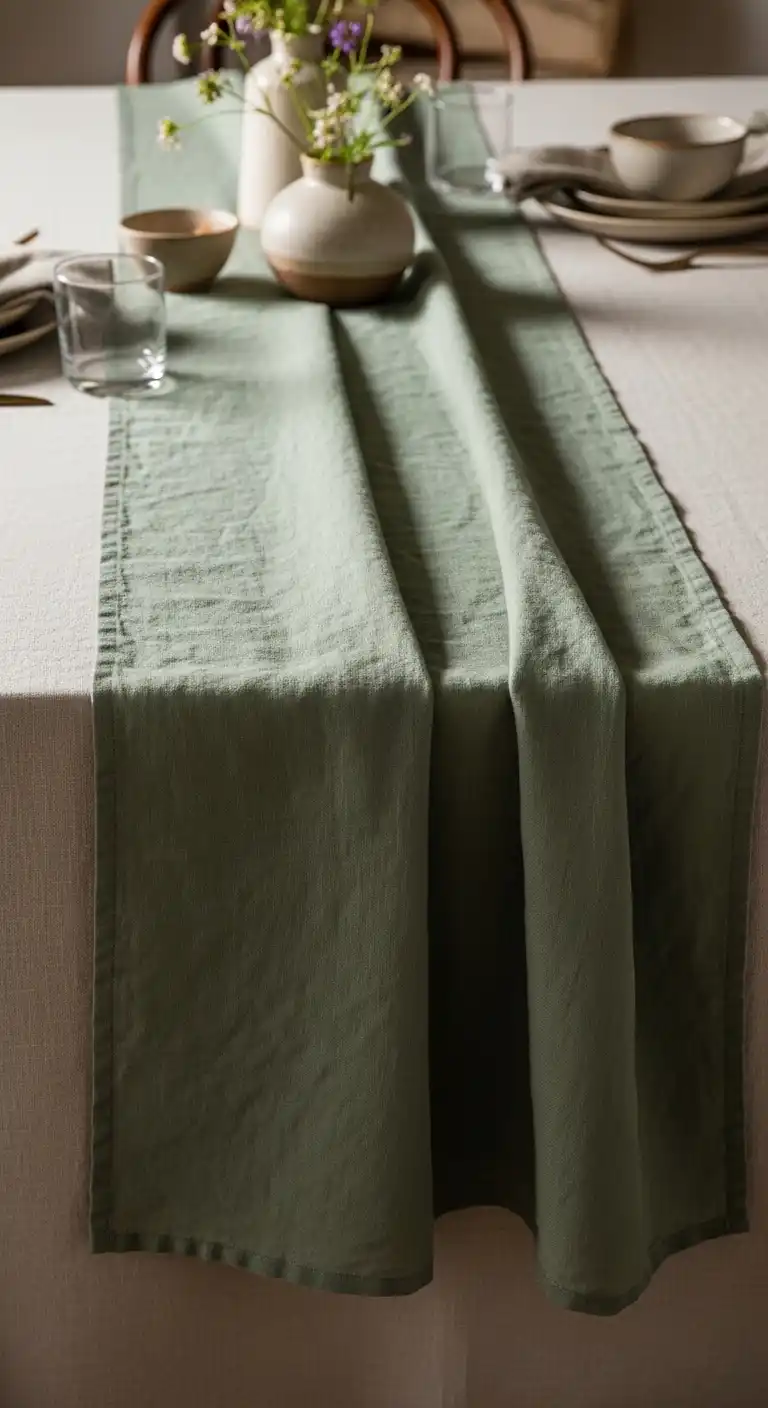 Ombre Rusty Orange Wedding Cake Layered Linen Table Runners with Soft Textures