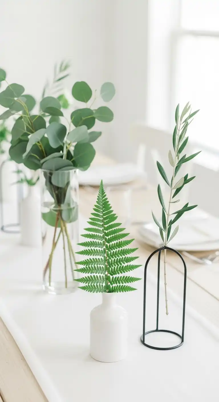 Ombre Rusty Orange Wedding Cake Minimalist Centerpieces with Greenery Accents