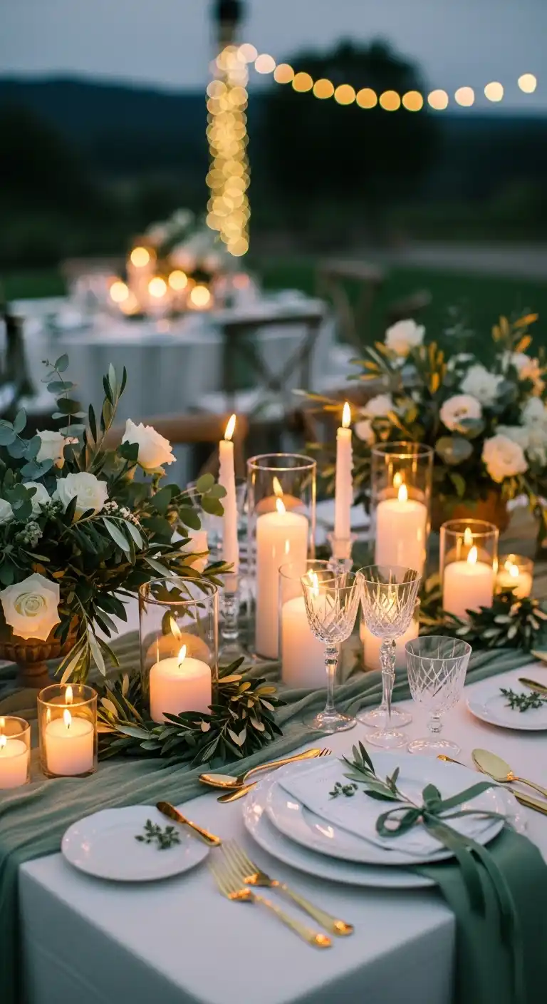 Ombre Rusty Orange Wedding Cake Soft Candlelight with Sage Green Details