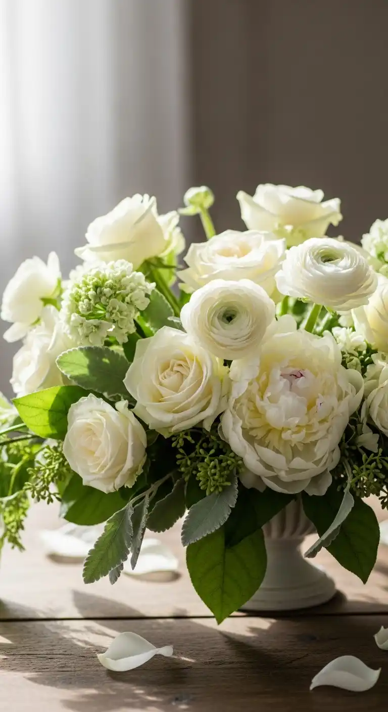 Ombre Rusty Orange Wedding Cake Floral Arrangements with White and Green Palettes