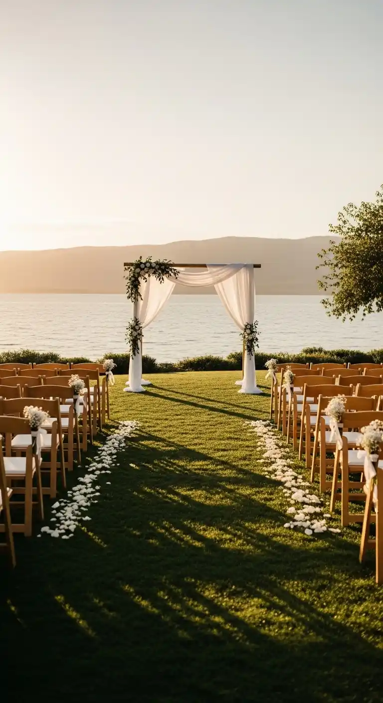 Ombre Rusty Orange Wedding Cake Thoughtful Signage and Stationery