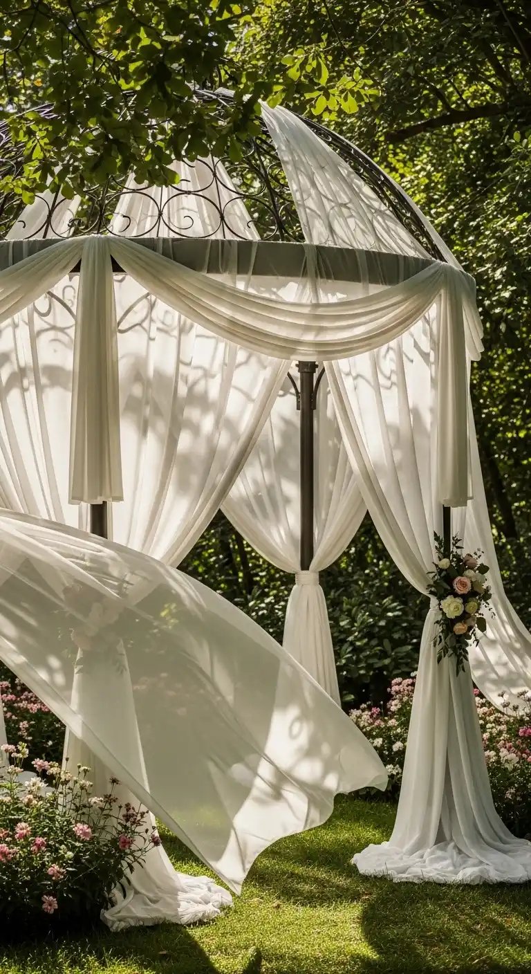 Ombre Rusty Orange Wedding Cake Soft Fabric Draping for Elegance