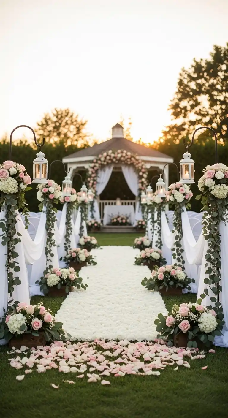 Ombre Rusty Orange Wedding Cake Greenery Arches and Garlands