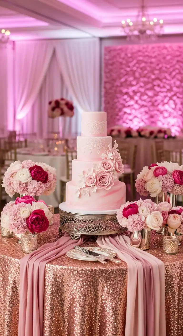 Ombre Rusty Orange Wedding Cake Blending Pink with Texture for a Luxurious Wedding Look