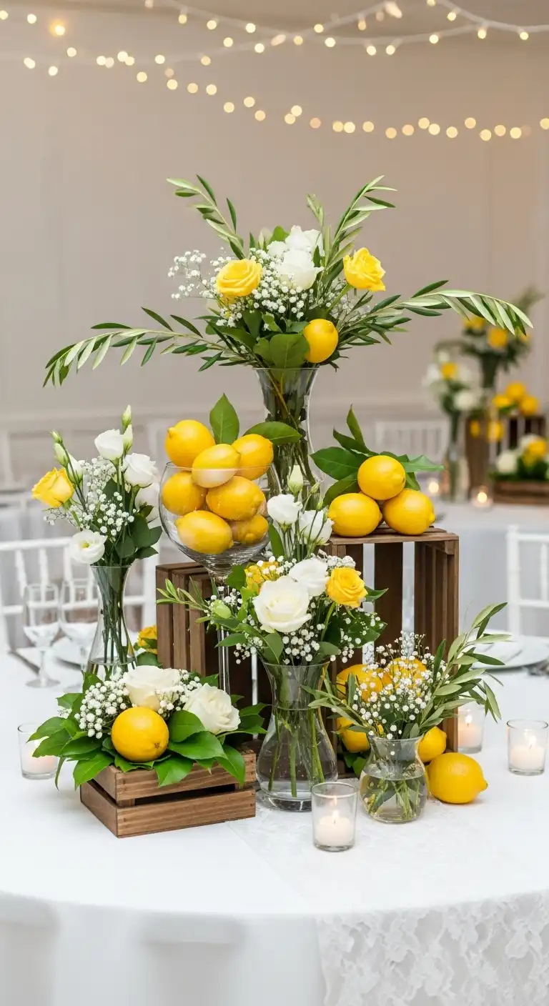 Ombre Rusty Orange Wedding Cake Lemon Centerpieces That Brighten Every Table