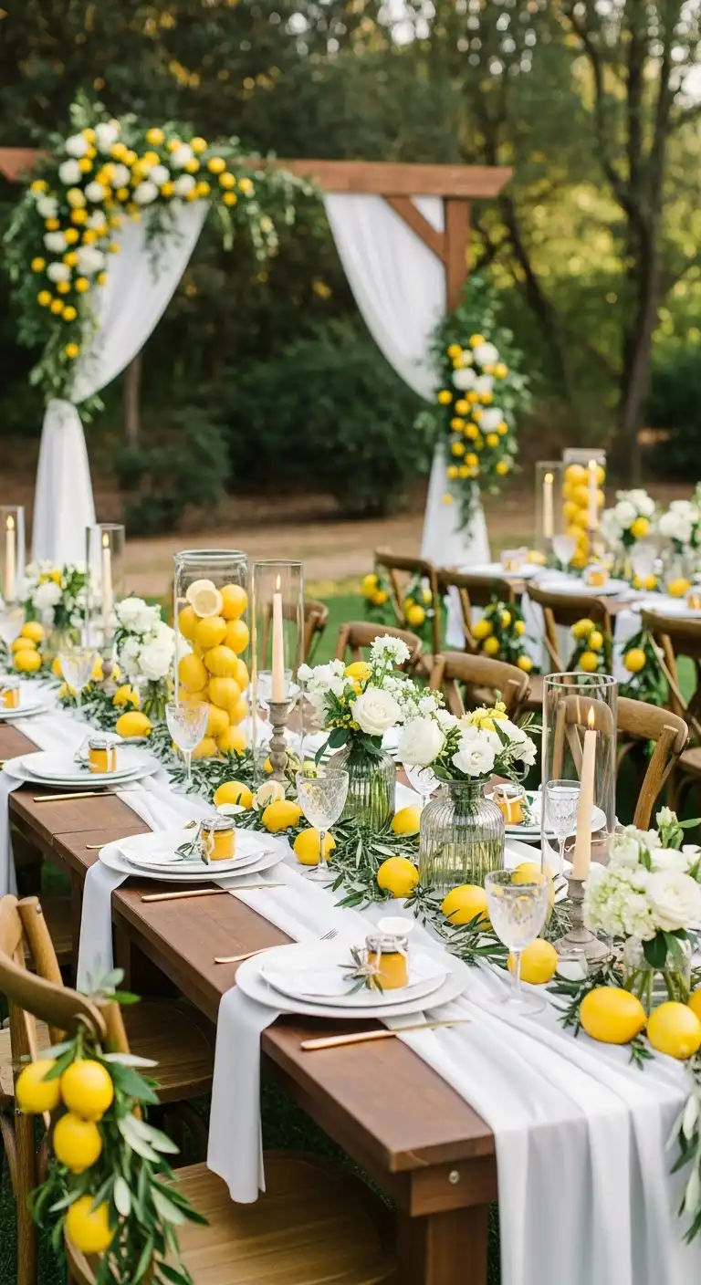 Ombre Rusty Orange Wedding Cake Lemon Decor for Outdoor Wedding Spaces