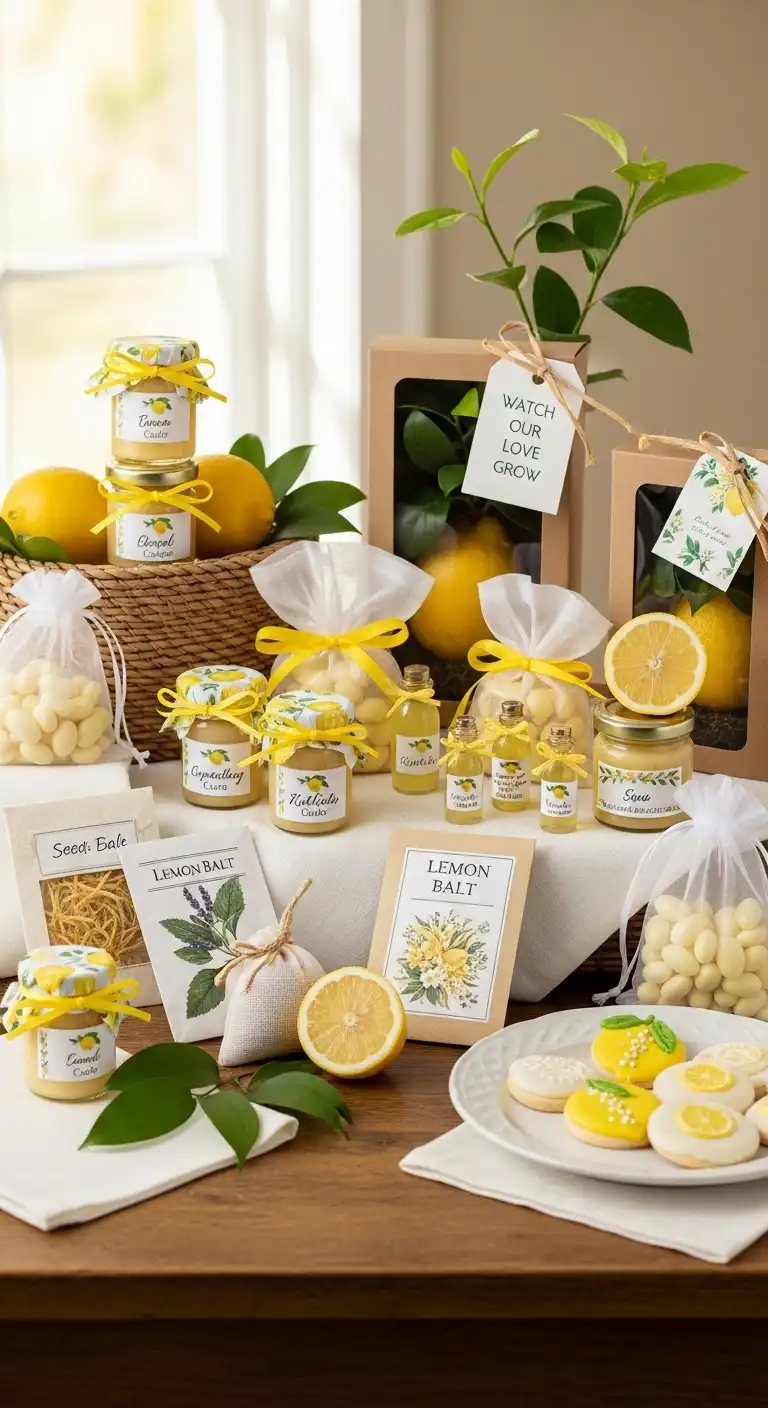 Ombre Rusty Orange Wedding Cake Lemon-Themed Wedding Favors and Guest Gifts