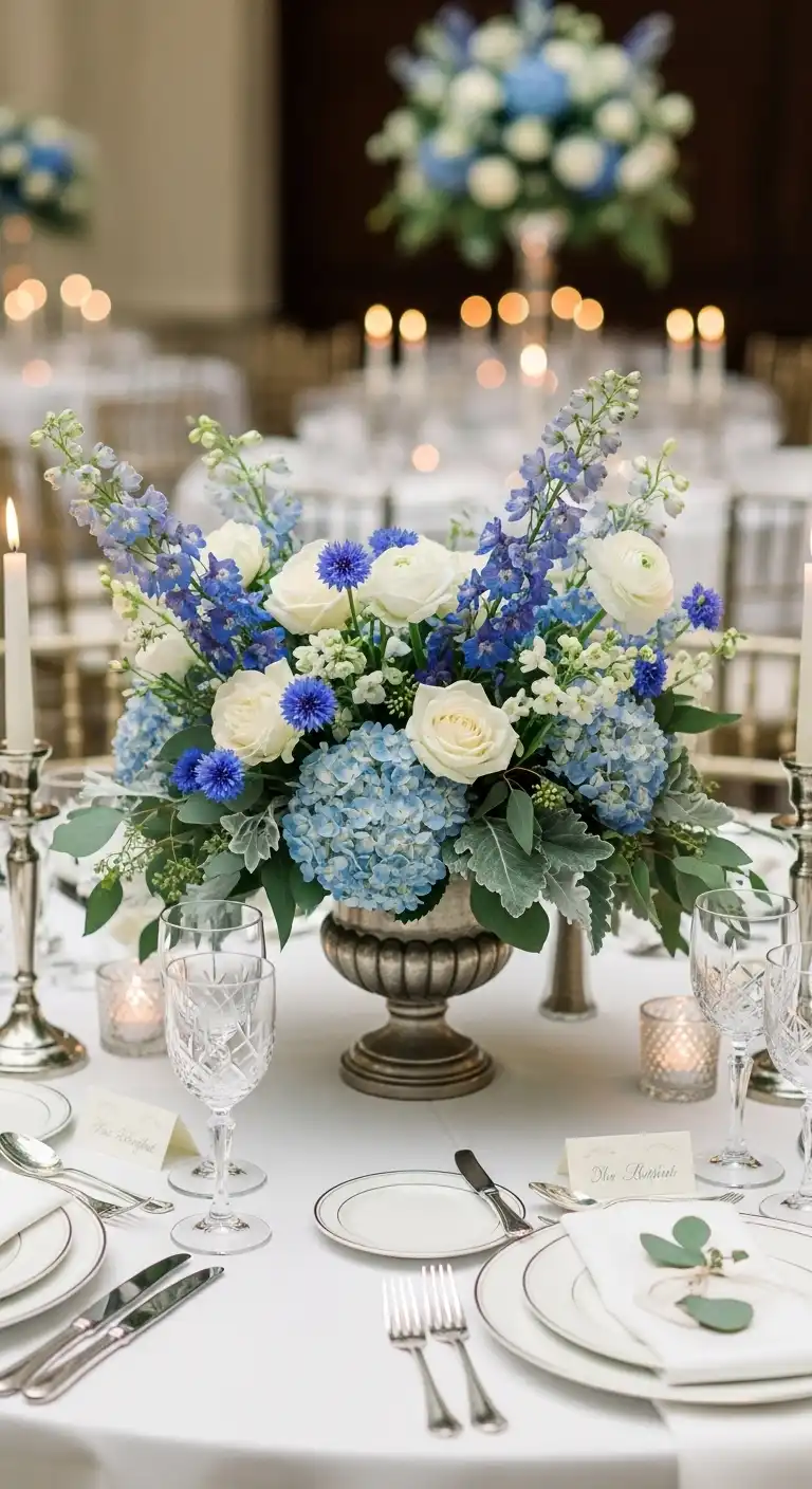 Ombre Rusty Orange Wedding Cake Blue Floral Centerpieces That Steal the Spotlight