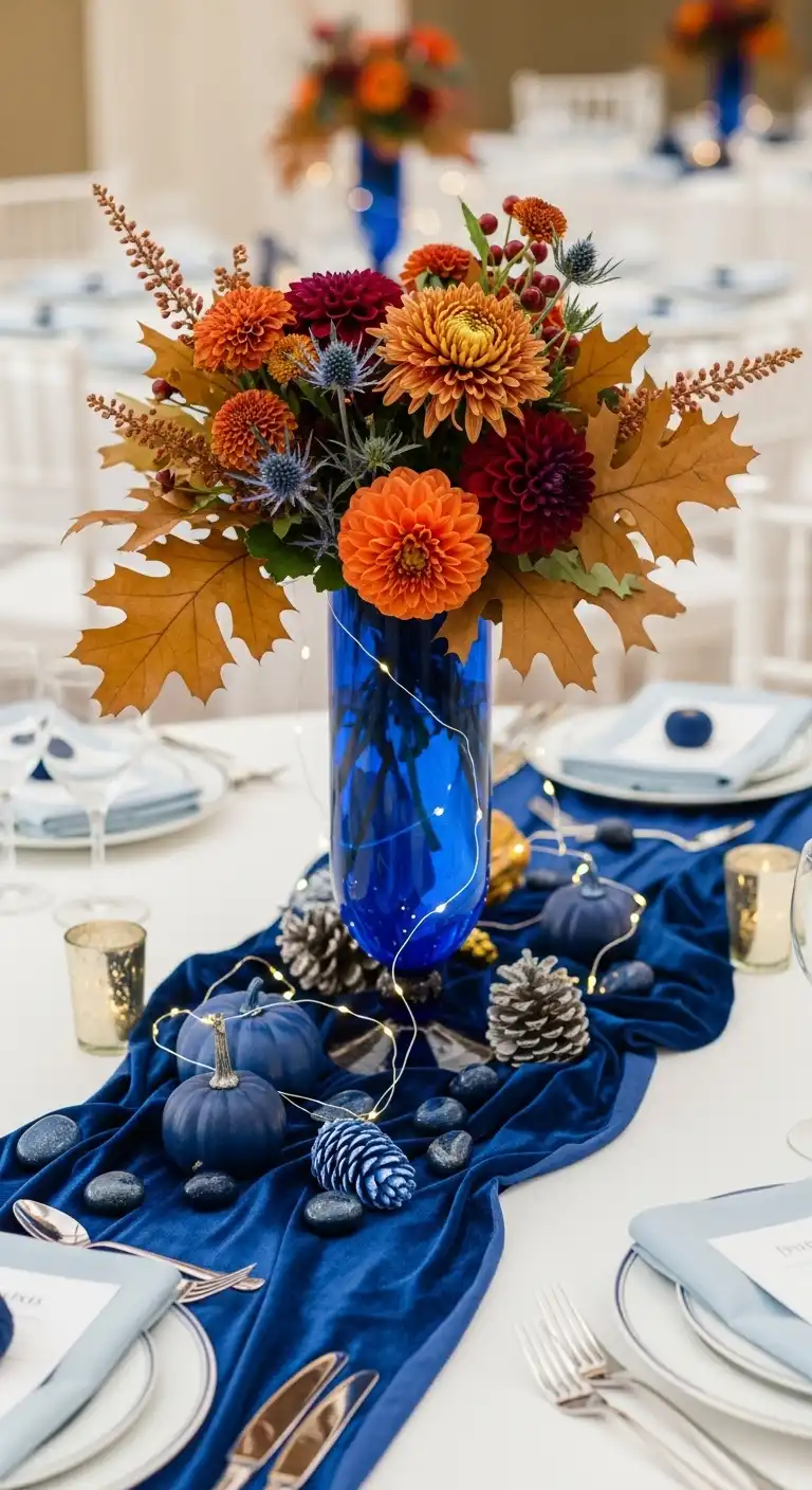 Ombre Rusty Orange Wedding Cake Blend Blue Decor with Seasonal Themes
