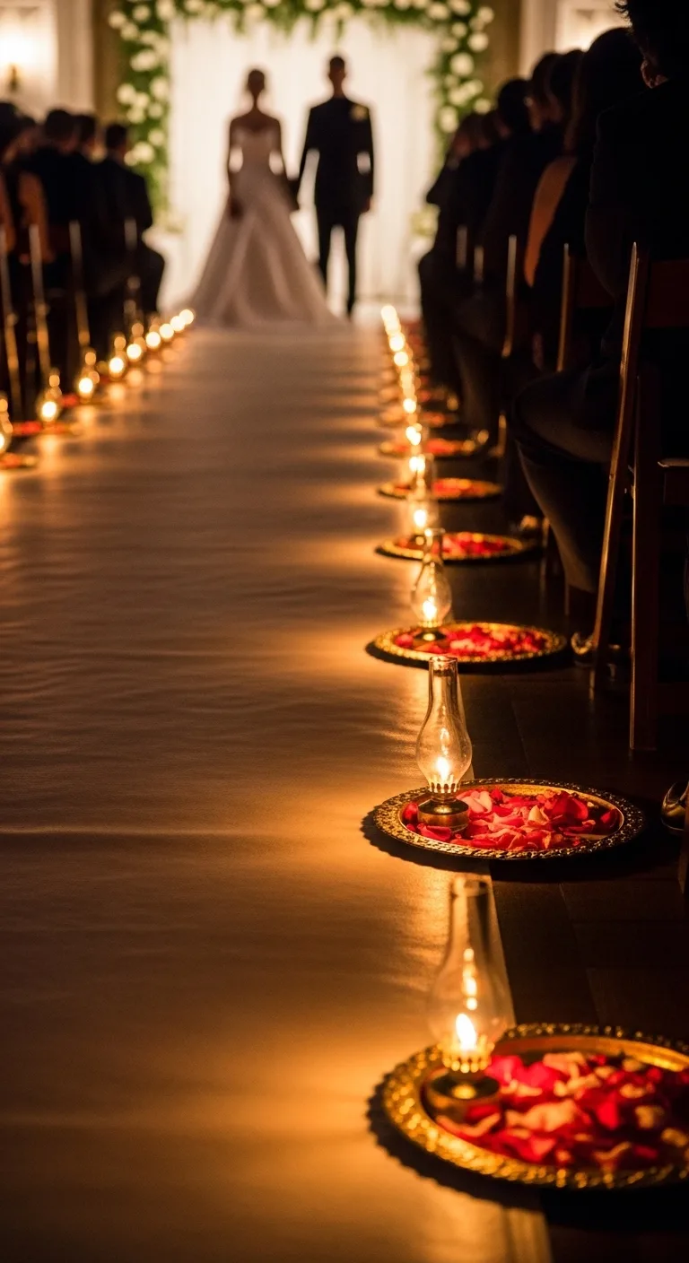 8 Wedding Oil Lamp Decor Ideas to Light Up Your Big Day 6 Aisle Lining with Oil Lamps