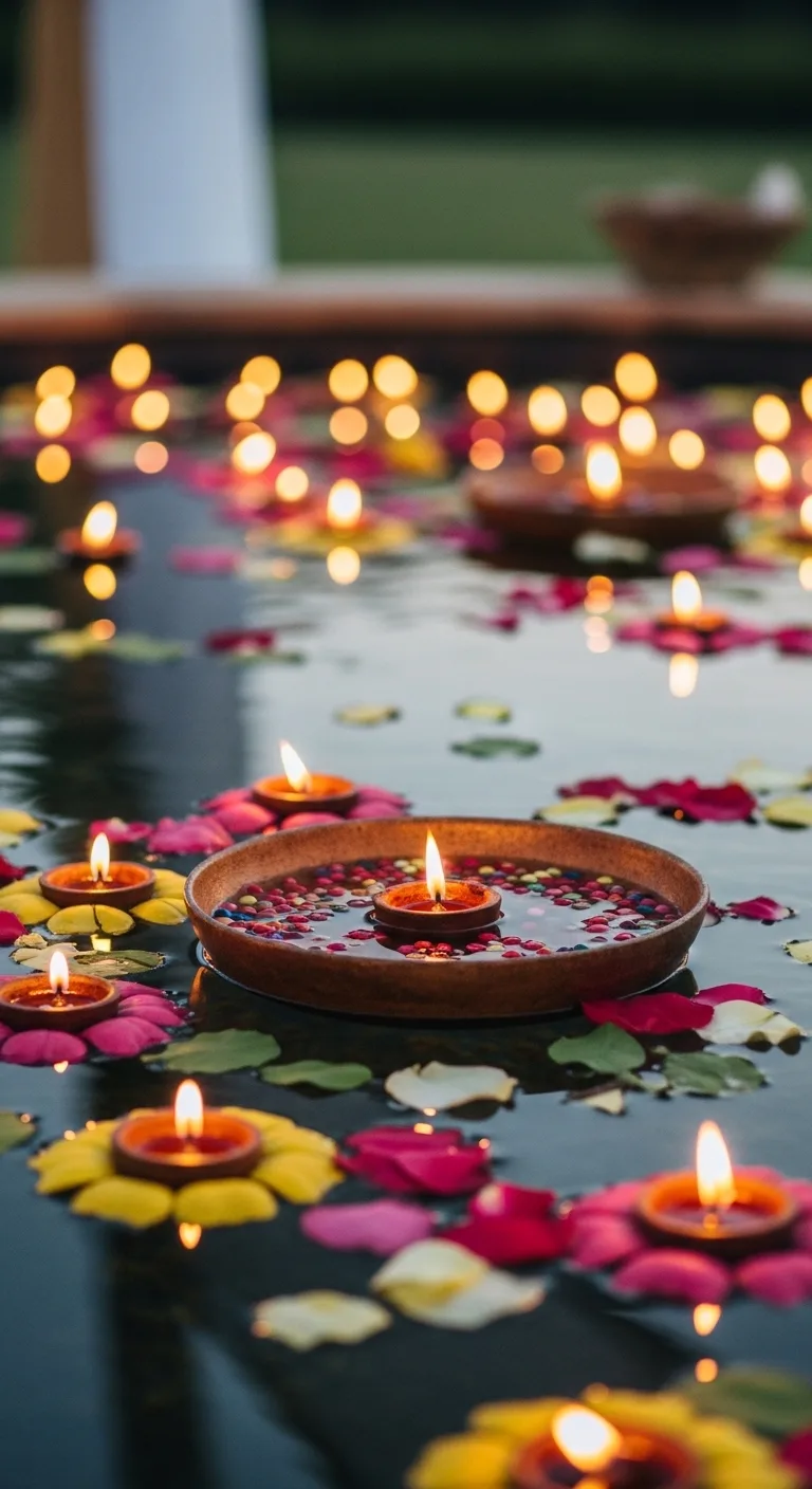 8 Wedding Oil Lamp Decor Ideas to Light Up Your Big Day 4 Floating Oil Lamps for a Magical Water Display