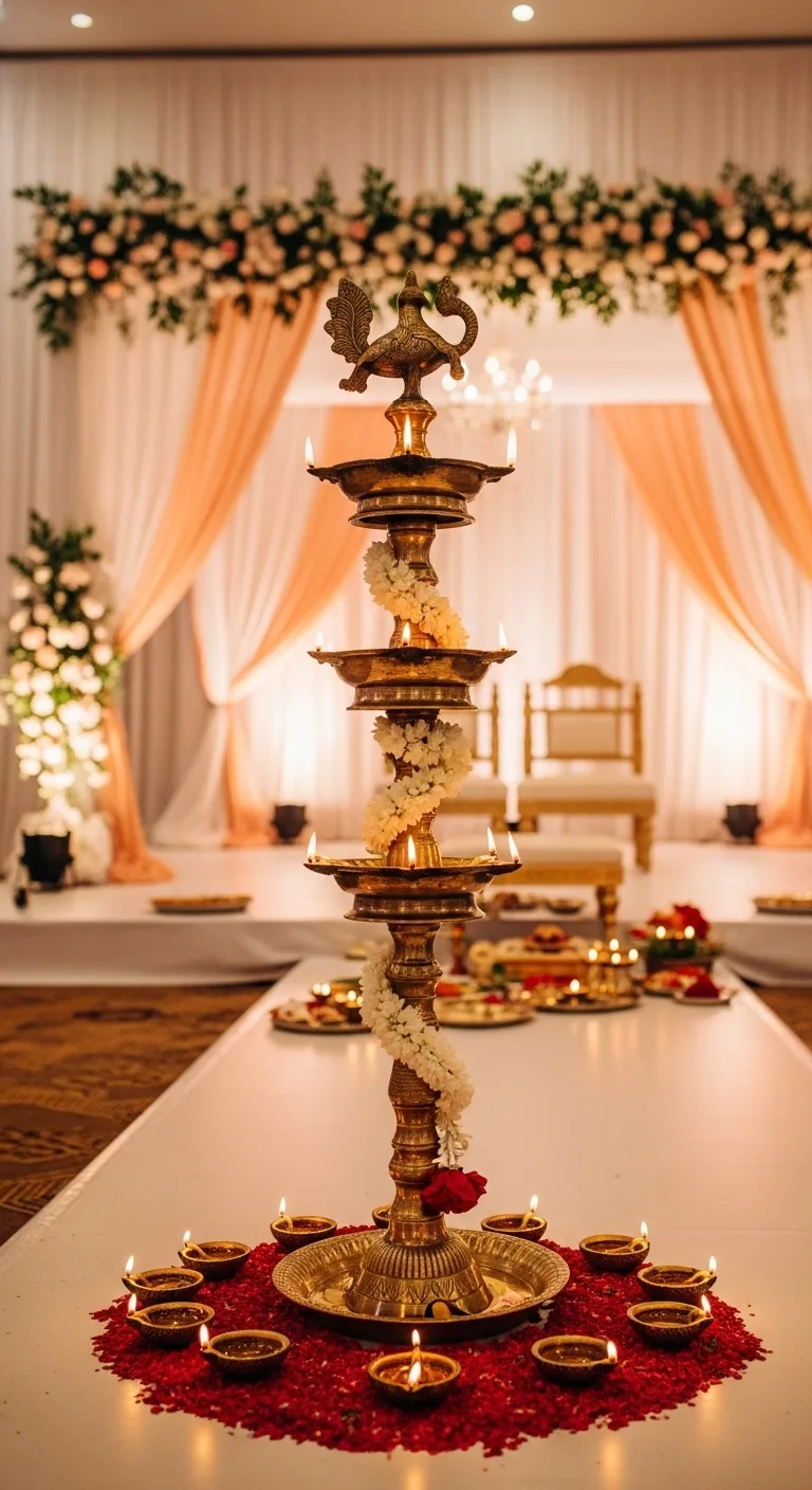 8 Wedding Oil Lamp Decor Ideas to Light Up Your Big Day 5 Mandap Centerpiece Oil Lamp Decor