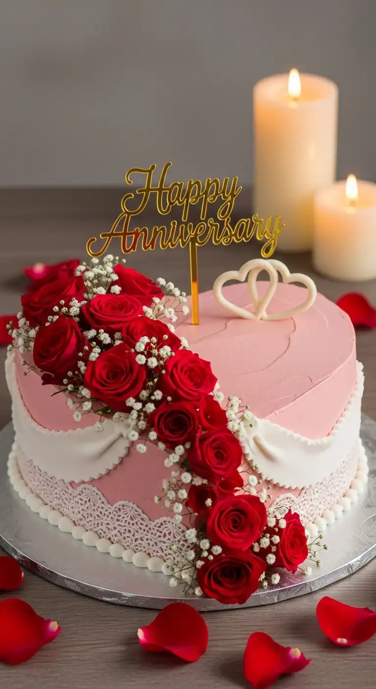 8 Wedding Anniversary Cakes for a Sweet Celebration 4 Heart-Shaped Romantic Anniversary Cake Design