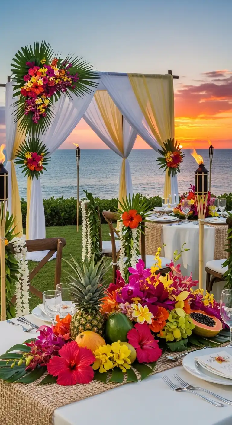 Ombre Rusty Orange Wedding Cake Colors for Hawaiian Wedding Decor