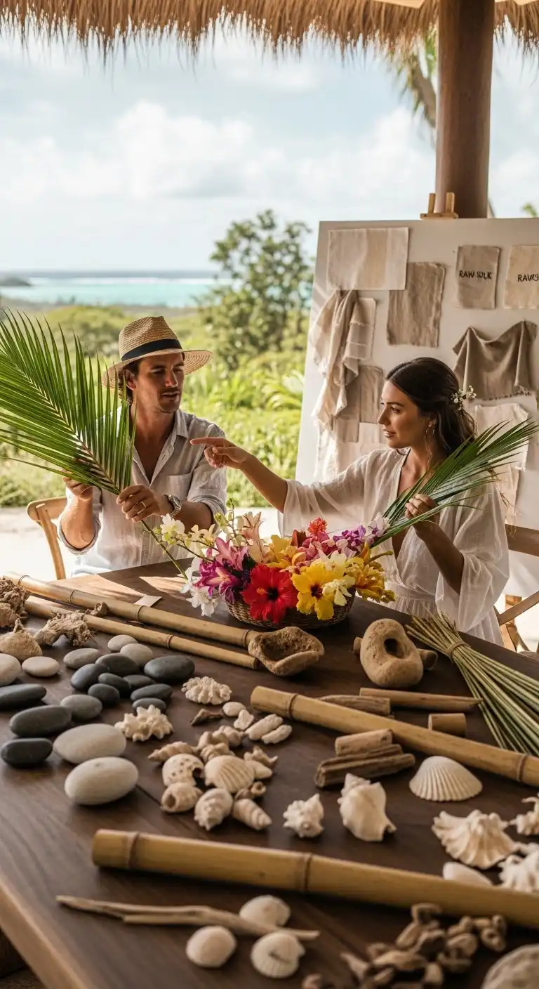 Ombre Rusty Orange Wedding Cake Selecting Natural Materials for Tropical Wedding Design