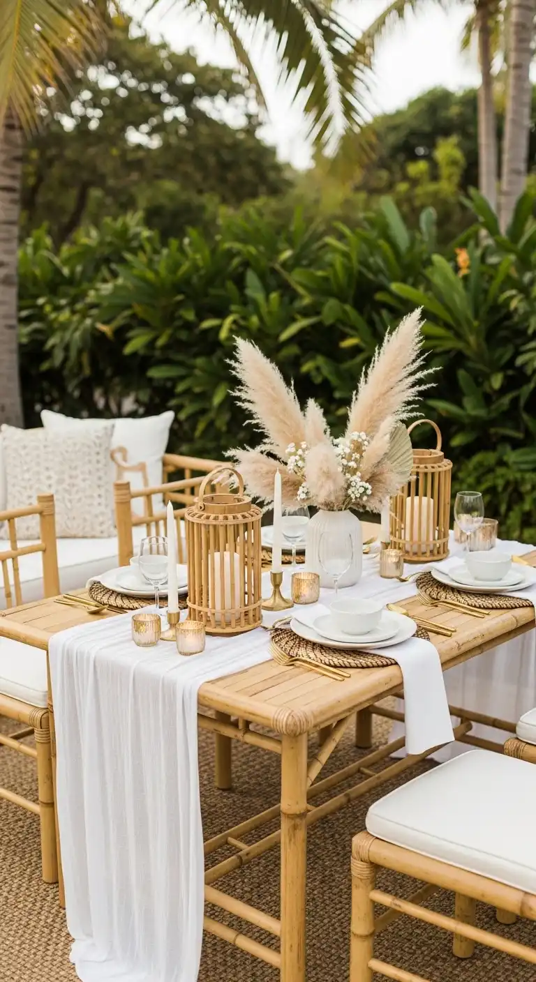 Ombre Rusty Orange Wedding Cake Bamboo Furniture Wedding Styling