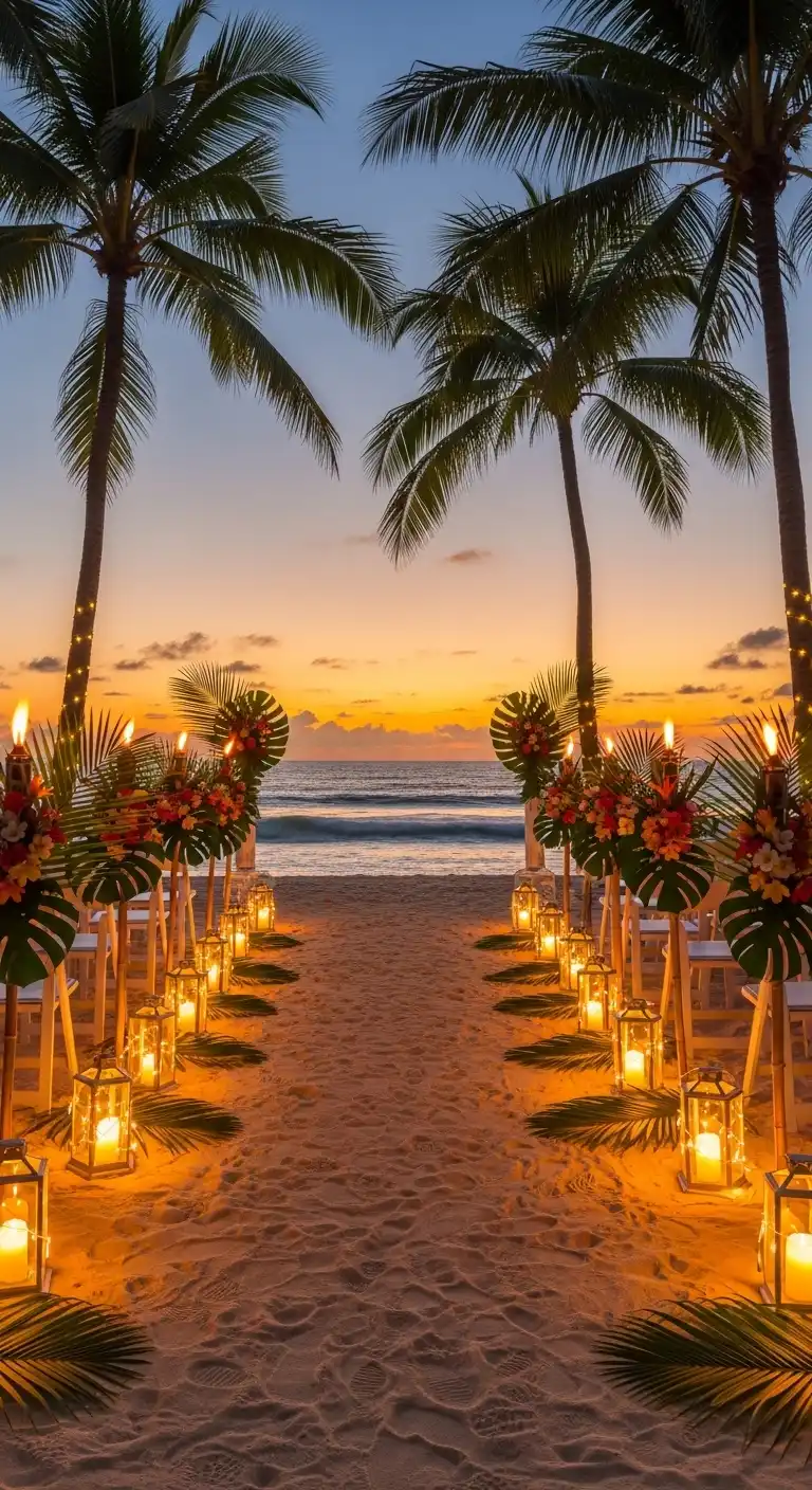 Ombre Rusty Orange Wedding Cake Tropical Wedding Lighting Decorations