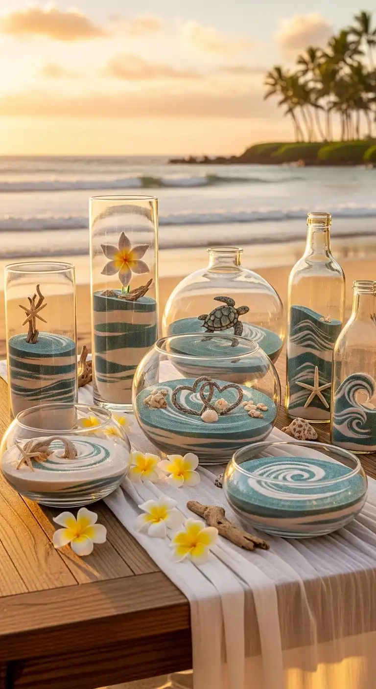 Ombre Rusty Orange Wedding Cake Beach Sand Wedding Decoration Concepts