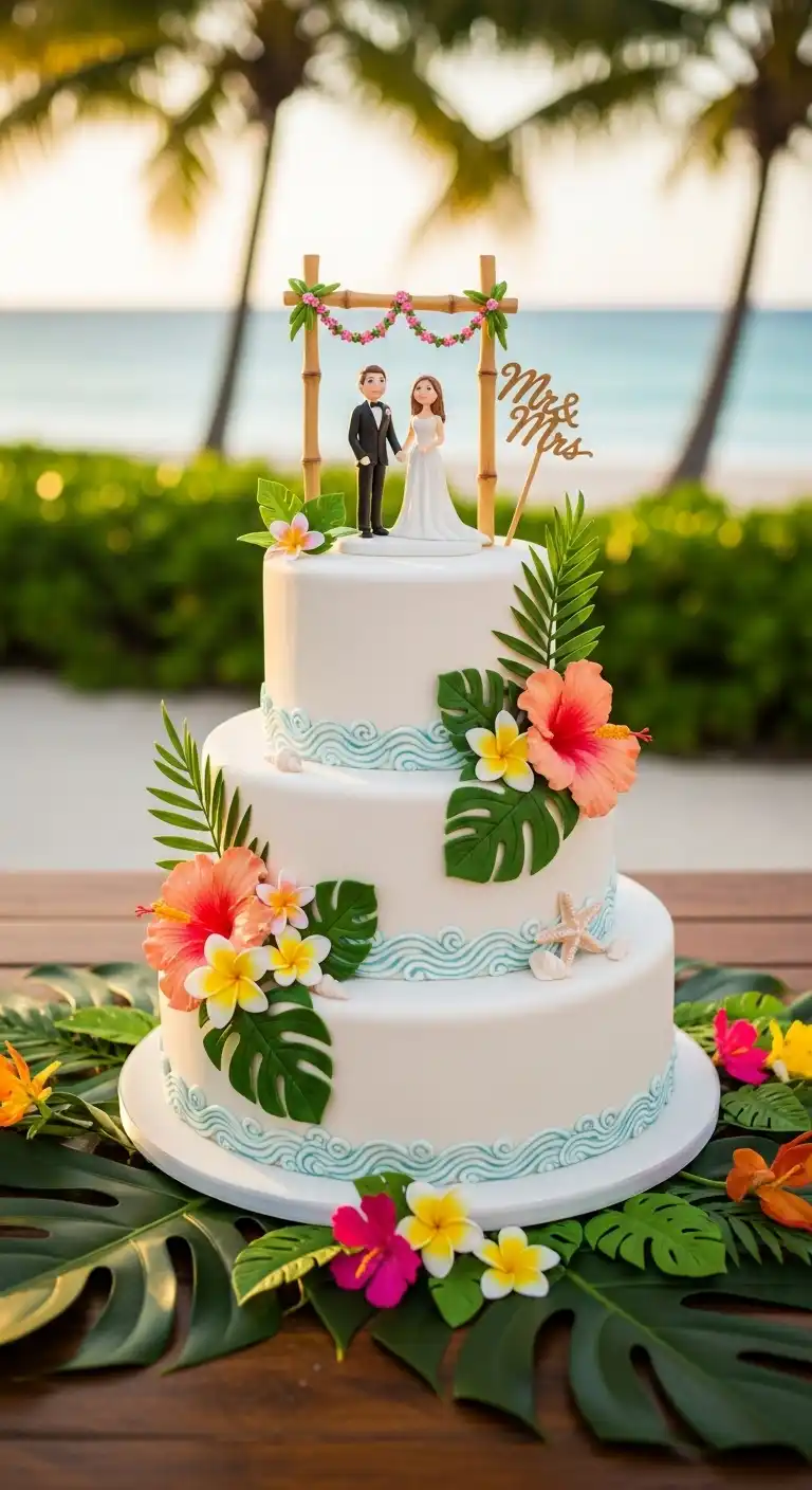 Ombre Rusty Orange Wedding Cake Tropical Wedding Cake Design Ideas