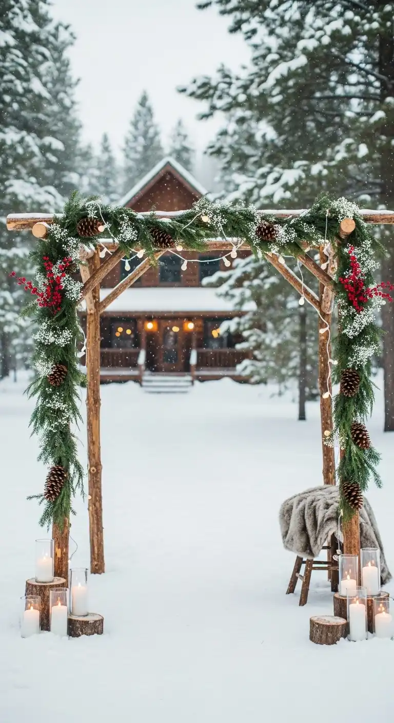 Ombre Rusty Orange Wedding Cake Rustic Wooden Cabin Ceremony Arch Decorations