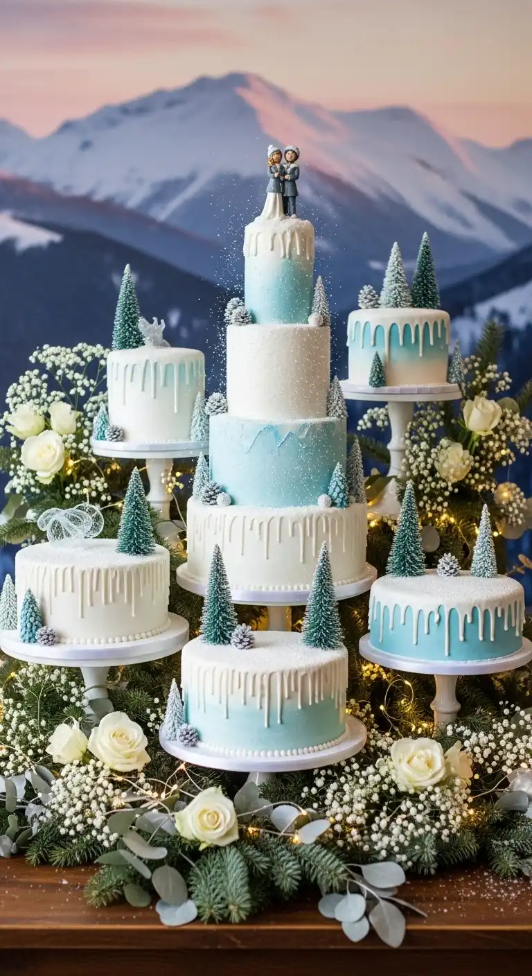 Ombre Rusty Orange Wedding Cake Snow Inspired Wedding Cake Display Decorations